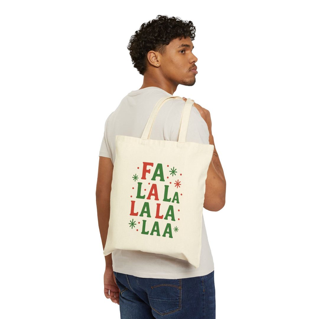 Festive Cotton Canvas Tote Bag - 'Fa La La La La' Christmas Shopper