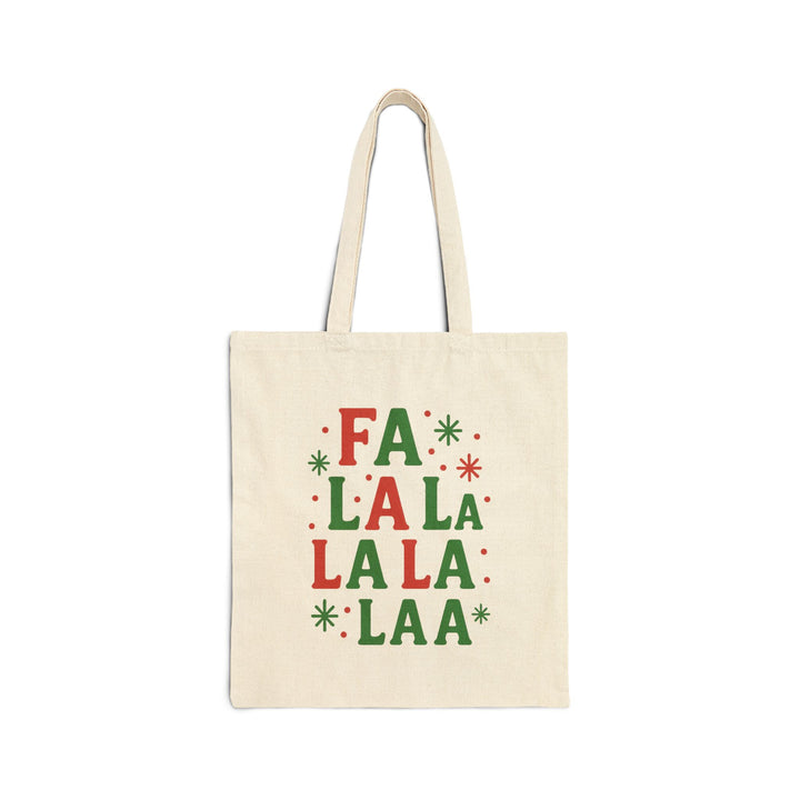 Festive Cotton Canvas Tote Bag - 'Fa La La La La' Christmas Shopper