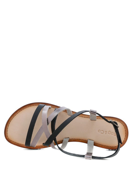 JUNE STRAPPY FLAT LEATHER SANDALS
