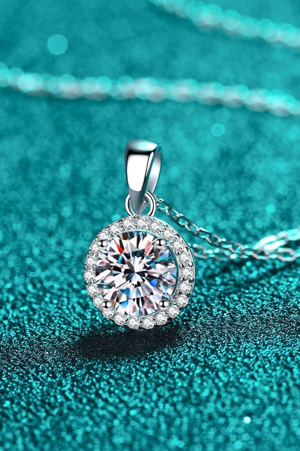 Chance to Charm 1 Carat Moissanite Round Pendant Chain Necklace