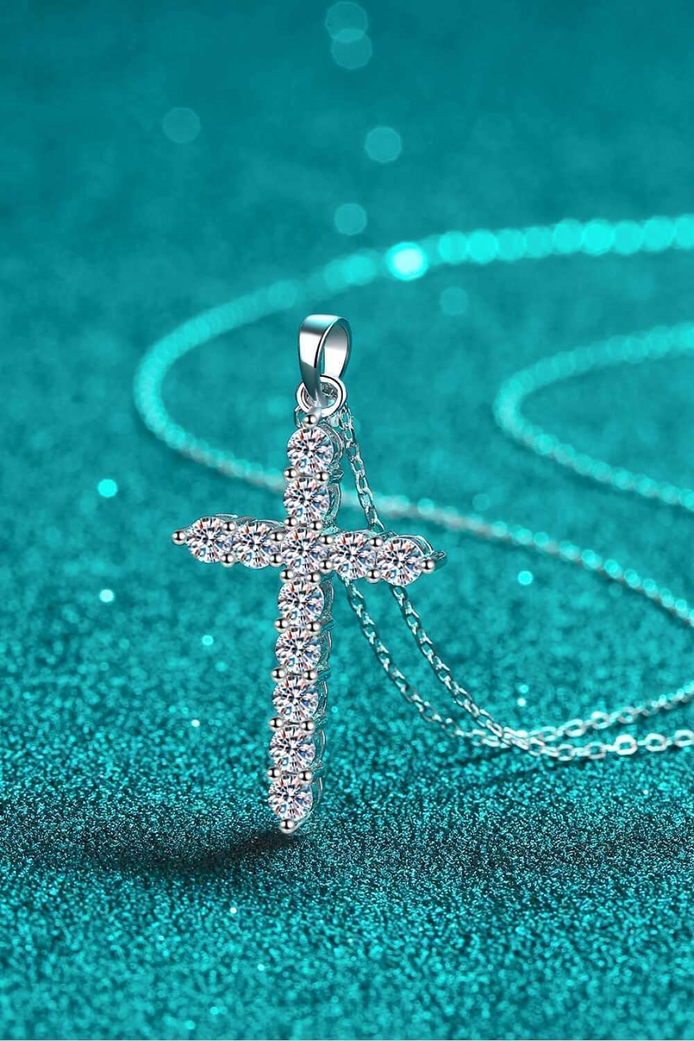 925 Sterling Silver Cross Moissanite Necklace