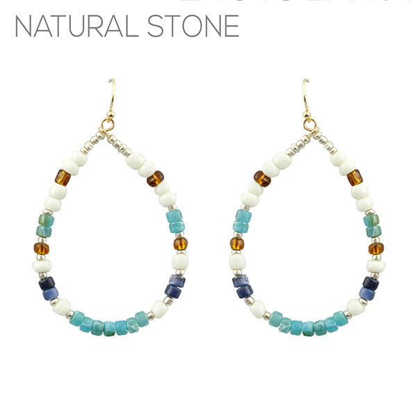 Glass Bead Hoop Earrings