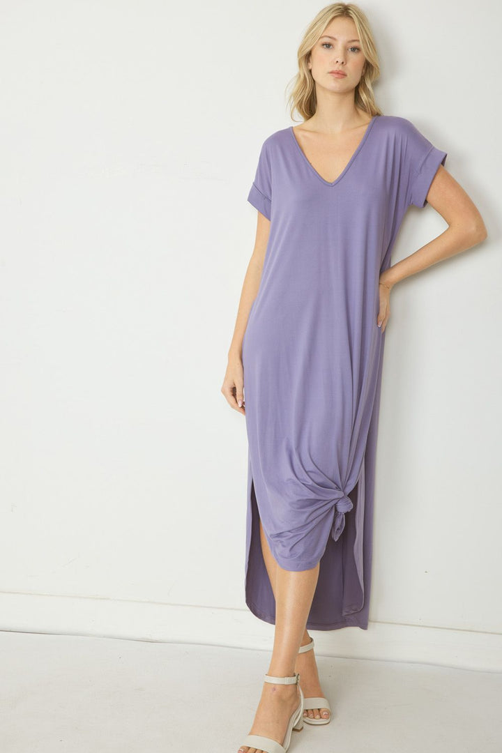Jersey Knit Maxi Dress with Pockets