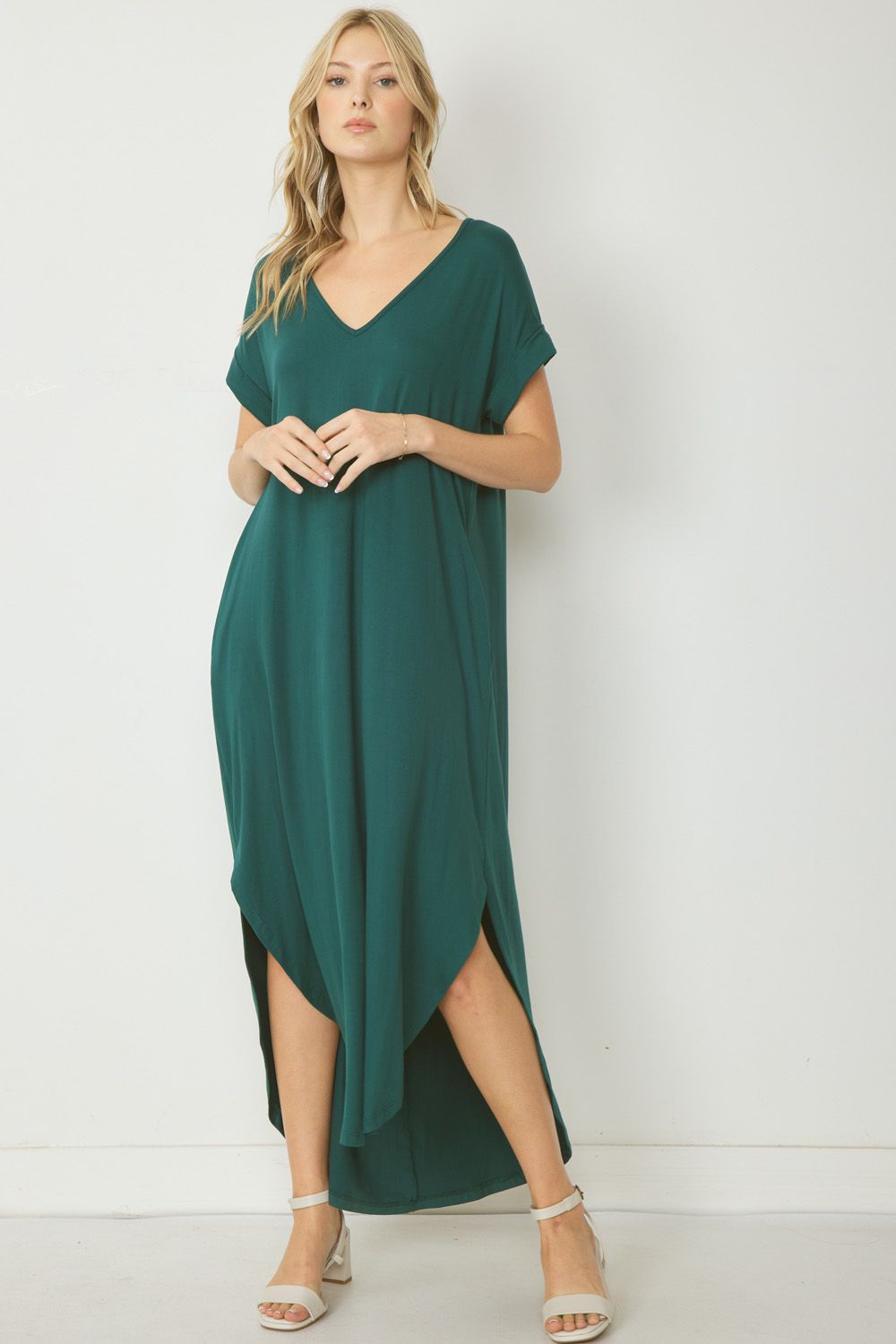 Jersey Knit Maxi Dress with Pockets