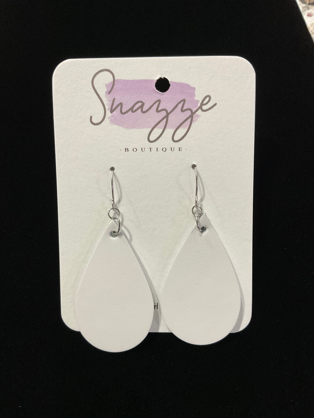 Smooth Leather Teardrop Earrings Snazzé 