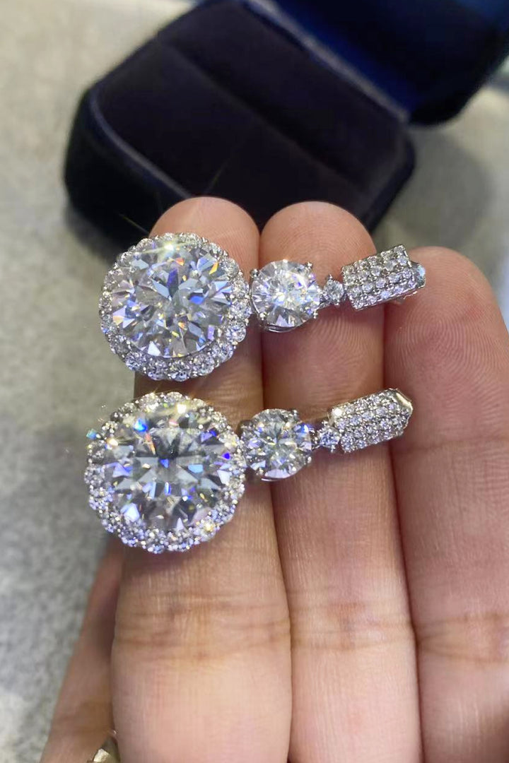 Moissanite 18K Platinum-Plated Drop Earrings