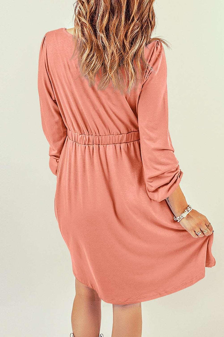 Button Down Long Sleeve Dress with Pockets