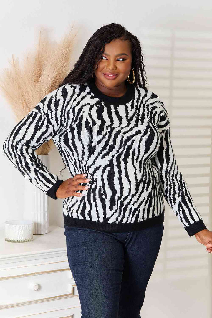 Heimish Full Size Zebra Print Sweater