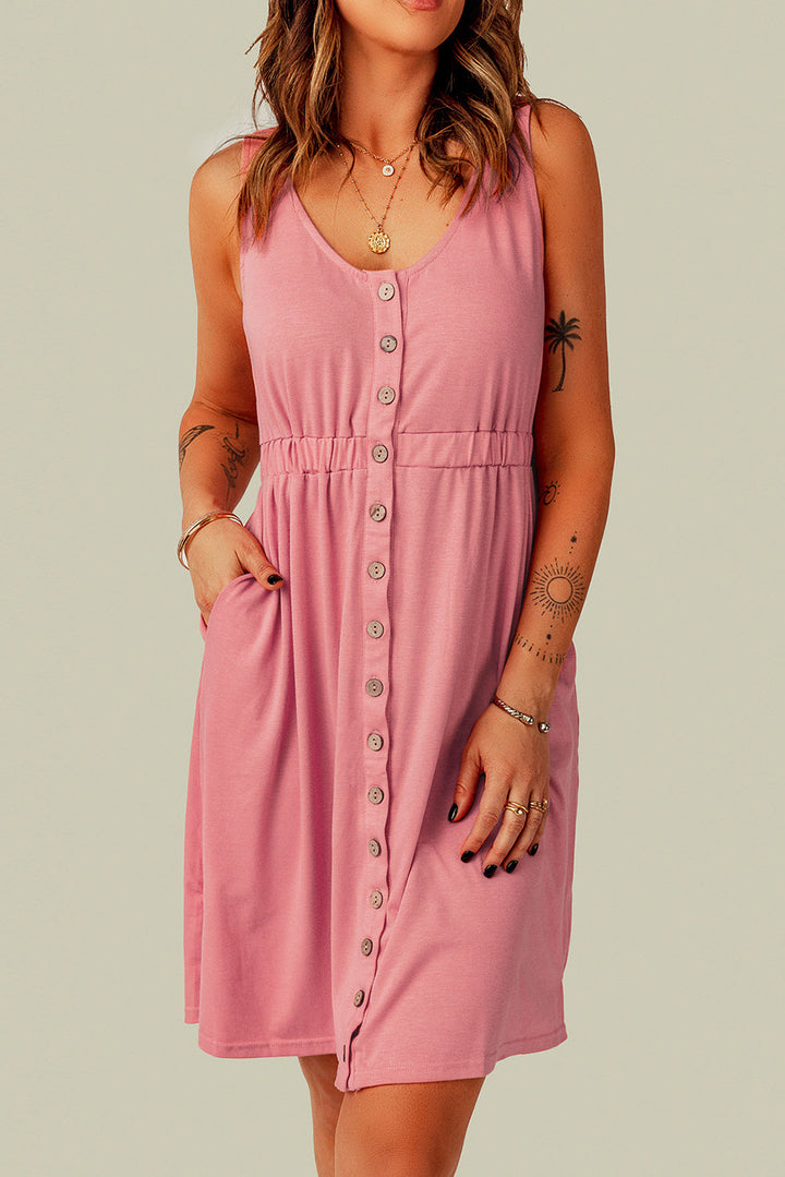 Sleeveless Button Down Mini Dress Trendsi Pink S 