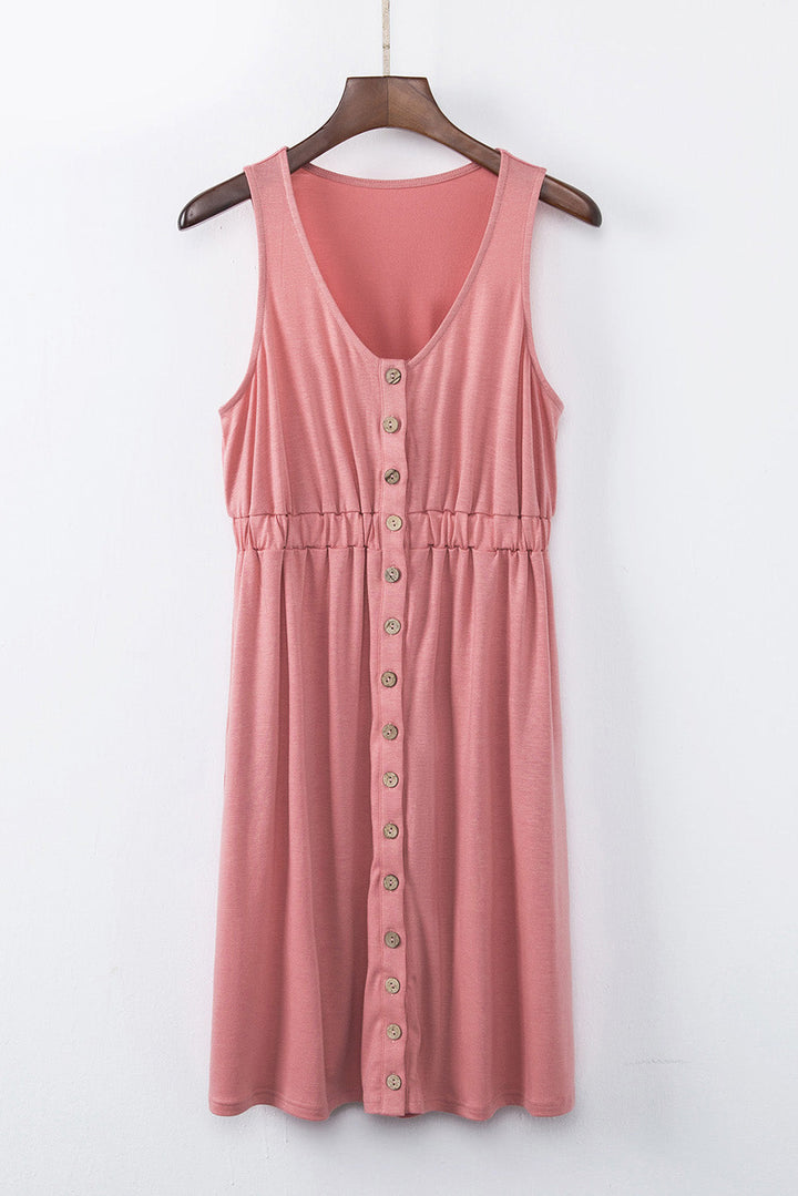 Sleeveless Button Down Mini Dress Trendsi 