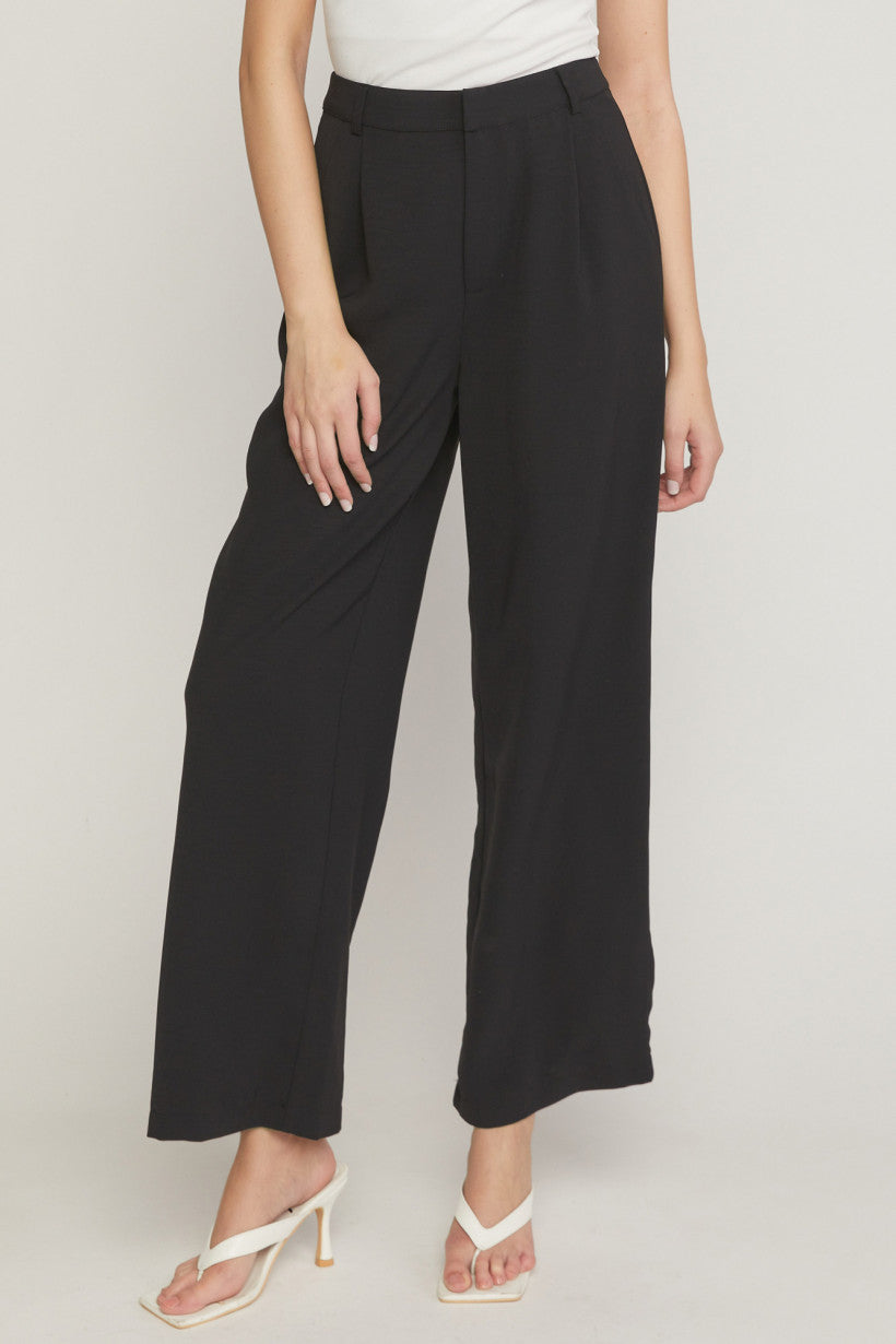 Solid High Waisted Pants with Pockets