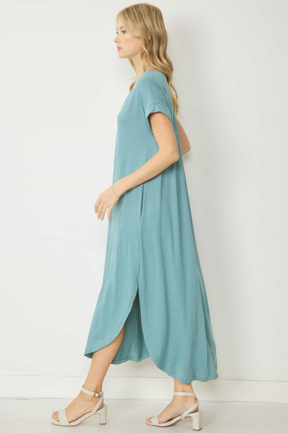 Jersey Knit Maxi Dress with Pockets