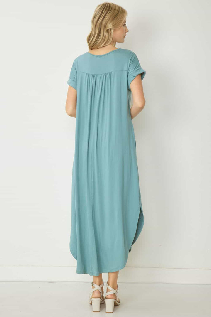 Jersey Knit Maxi Dress with Pockets
