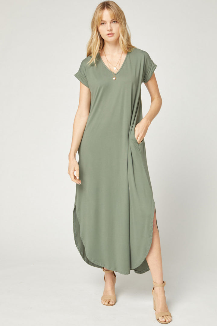 Jersey Knit Maxi Dress with Pockets