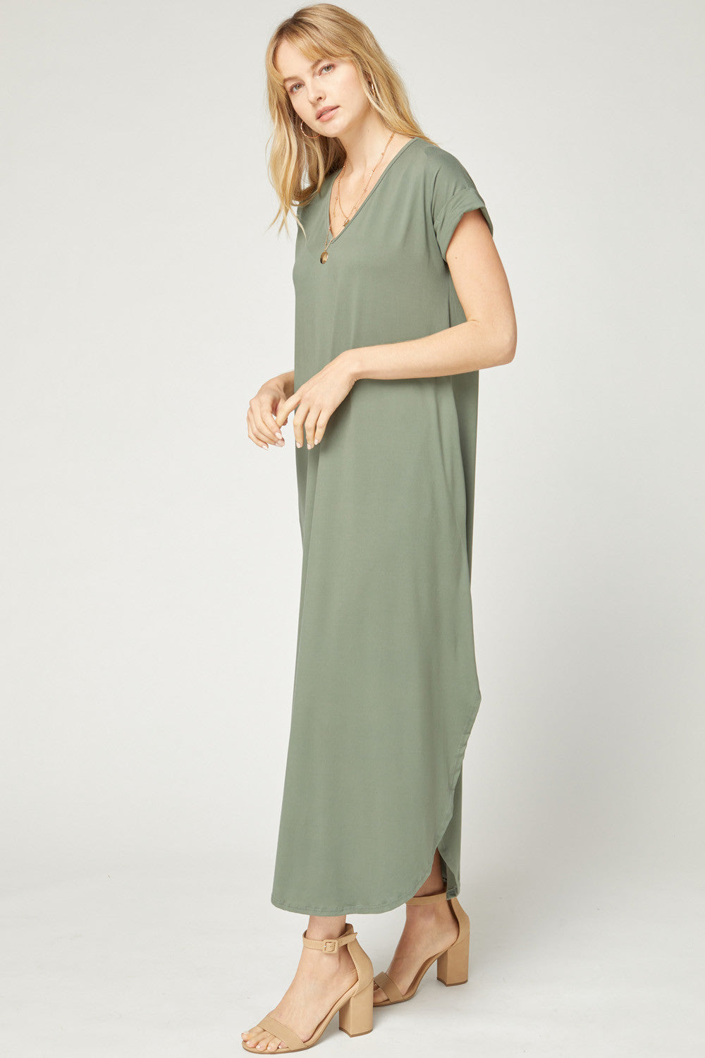 Jersey Knit Maxi Dress with Pockets