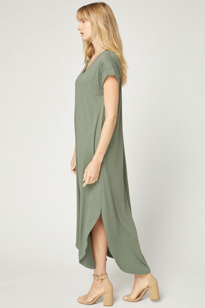 Jersey Knit Maxi Dress with Pockets