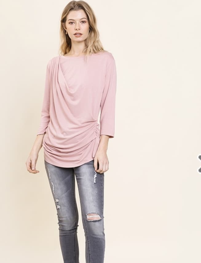 Draped Top with 3/4 Sleeve Snazzé Small 